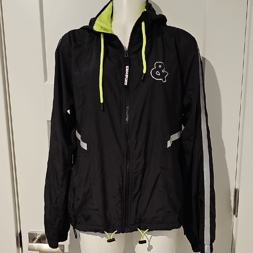Love & Sports Full Zip Windbreaker Jacket With Packable Hood
